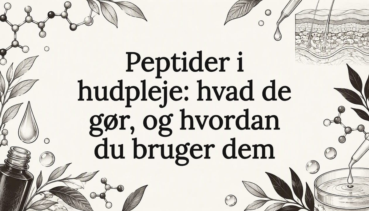 Forside med håndtegnede peptidillustrationer