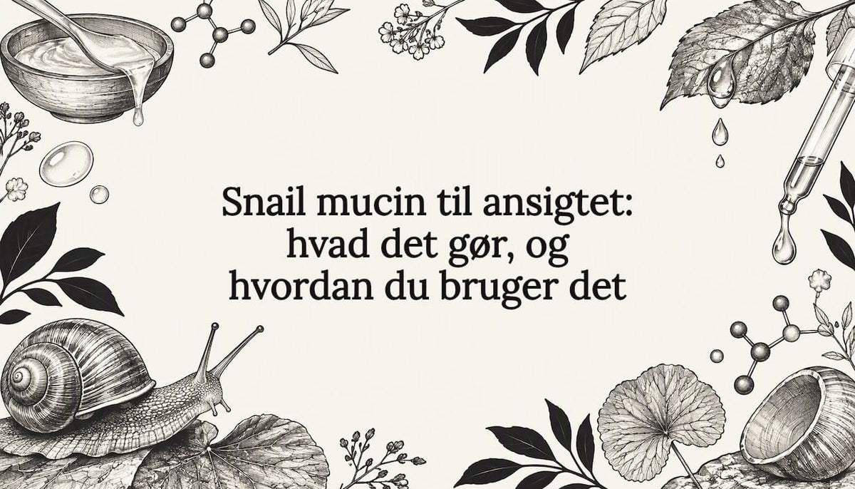 Håndtegnet titelgrafik med sneglehus og dråber