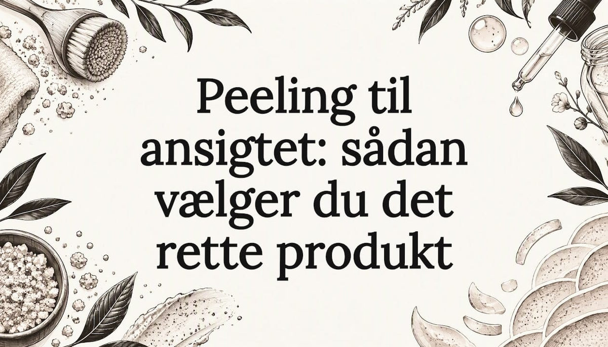 Dekorativ titelgrafik med skitser af hudplejedetaljer