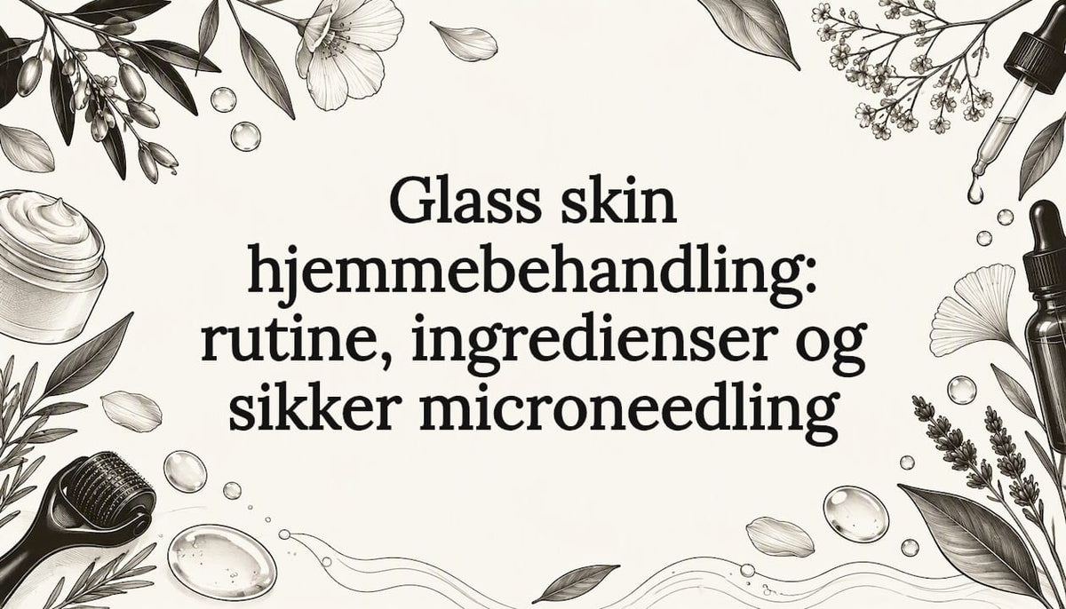 Skitserede hudplejedetaljer rammer overskriften ind